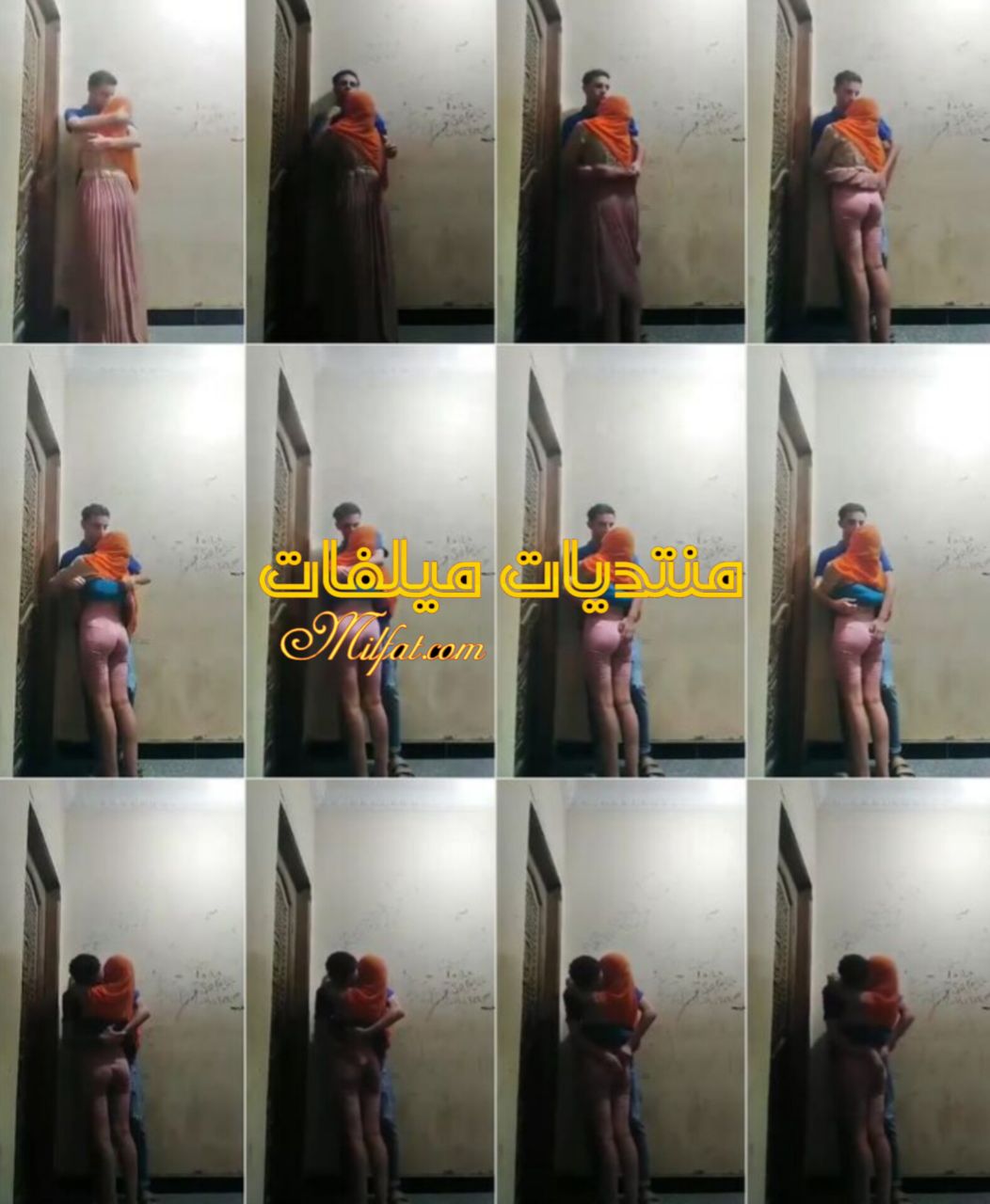 واد هيجان زانق البت علي السلم وشغال بعبصه وبوس فيها